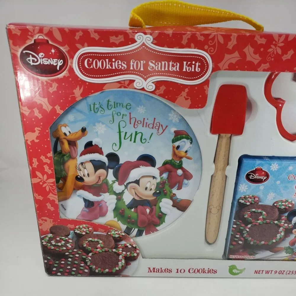 Disney Cookies for Santa Kit Decorative Plate Mickey Cutter Spatula DO NOT EAT
